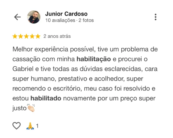 Avaliação Google - Junior Cardoso