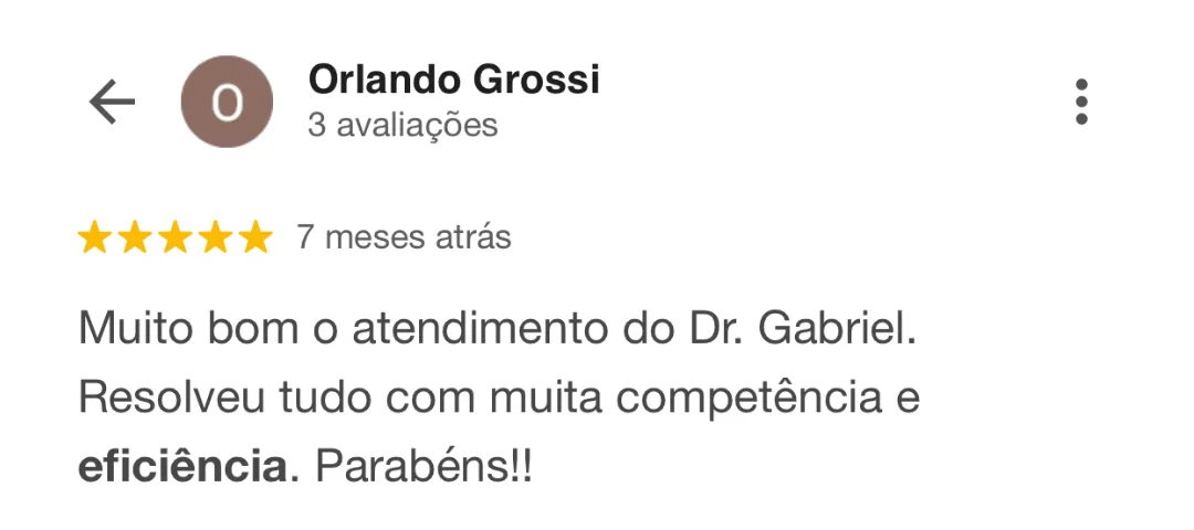 Avaliação Google - Orlando Grossi